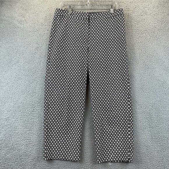 J Jill Capri Pants 12 Black Minimalist Stretchy Geometric Flower All-Over Career - Picture 1 of 13